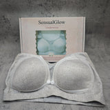 SensualGlow Underwear - Front Closure Design, Wireless Support & Elegant Lace Trim Push Up Bra for Daily Wear, Natural Lift & Seamless Comfort; Perfect for Modern Women, Post-Surgical Recovery & All-Day Ease; Light Grey