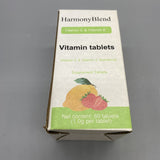 HarmonyBlend Vitamin Tablets - 60 Tablets, 1.0g Each, Vitamin C and E Supplement for Adults, Kids, Pregnant Women