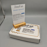 JineFan Wooden Signboard with Acrylic Panel – 3.6"x6.7"x1.8" (A6) Display Stand for Retail, Business, Exhibitions & Promotions