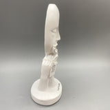 FunVibe88 Works of Art Made of Plasters - Abstract Human Face Sculpture, Carved Plaster Artwork, White, 29x10x10 cm