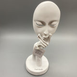 FunVibe88 Works of Art Made of Plasters - Abstract Human Face Sculpture, Carved Plaster Artwork, White, 29x10x10 cm