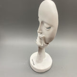 FunVibe88 Works of Art Made of Plasters - Abstract Human Face Sculpture, Carved Plaster Artwork, White, 29x10x10 cm