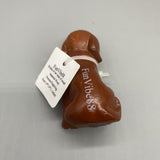 FunVibe88 Works of Art Made of Wood - Hand-Carved Wooden Dog Sculpture, Brown, 1.4x1.6x3.1 Inches