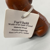 FunVibe88 Works of Art Made of Wood - Hand-Carved Wooden Dog Sculpture, Brown, 1.4x1.6x3.1 Inches