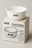 AHX Bowls [Household Containers] – 1000ml / 34oz White Plastic Bowl (PP), Lightweight & Durable, Diameter 18cm × Height 8cm, Approx. 120g