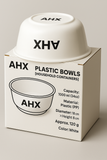 AHX Bowls [Household Containers] – 1000ml / 34oz White Plastic Bowl (PP), Lightweight & Durable, Diameter 18cm × Height 8cm, Approx. 120g