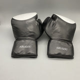 ARUGOU Boxing Gloves - 14oz Black & White PU for Boxing, Wrestling, Fitness Training