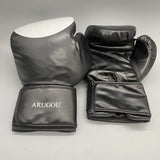 ARUGOU Boxing Gloves - 14oz Black & White PU for Boxing, Wrestling, Fitness Training