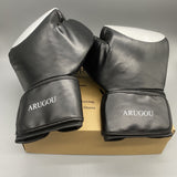ARUGOU Boxing Gloves - 14oz Black & White PU for Boxing, Wrestling, Fitness Training