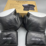 ARUGOU Boxing Gloves - 14oz Black & White PU for Boxing, Wrestling, Fitness Training