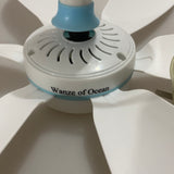 Wanze of Ocean Ceiling Fan - Compact and Lightweight, Gentle Breeze, Low Noise, 220V, Model YJ-599, 10W, 50Hz, E-Class Insulation, Blue and White