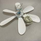Wanze of Ocean Ceiling Fan - Compact and Lightweight, Gentle Breeze, Low Noise, 220V, Model YJ-599, 10W, 50Hz, E-Class Insulation, Blue and White