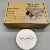 Nyogogio Cosmetic Mirror, PU Material, White, 8x8cm, Double-Sided with Magnifying and Standard Mirror