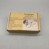 Nyogogio Cosmetic Mirror, PU Material, White, 8x8cm, Double-Sided with Magnifying and Standard Mirror
