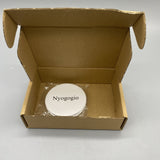Nyogogio Cosmetic Mirror, PU Material, White, 8x8cm, Double-Sided with Magnifying and Standard Mirror