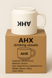 AHX Drinking Vessels – 350ml / 12oz Ceramic Mug, White, Durable & Stylish Cup with Comfortable Handle, Height 9.5cm × Diameter 8cm, Approx. 280g