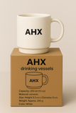 AHX Drinking Vessels – 350ml / 12oz Ceramic Mug, White, Durable & Stylish Cup with Comfortable Handle, Height 9.5cm × Diameter 8cm, Approx. 280g