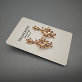 Showkanbay Earrings – Elegant Copper & Silver Needle with Sparkling Rhinestones, Lightweight & Stylish, 3.1×1.2cm