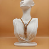 JDveTnd Jewelry, Chic Alloy Necklace with Three Pendants that Highlight Your Collarbones and Perfect for V-Neck Dresses