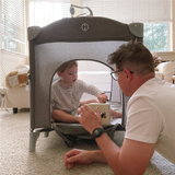 MoMore Portable Baby Bed 5 in 1 Foldable Baby Crib with Mattress, Travel Bassinet for Newborn to Toddler, Multi-functional Bedside Crib with Changing Table and Wheels