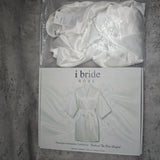 i bride Robe - Glittering Rhinestone "Bride" Detail, Satin Soft Touch & Lightweight Comfort Getting Ready Bathrobe for Wedding Mornings, Bridal Showers & Spa Days; Perfect for Brides, Bridesmaids & Wedding Parties; White