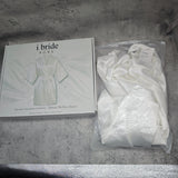 i bride Robe - Glittering Rhinestone "Bride" Detail, Satin Soft Touch & Lightweight Comfort Getting Ready Bathrobe for Wedding Mornings, Bridal Showers & Spa Days; Perfect for Brides, Bridesmaids & Wedding Parties; White