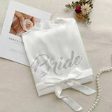 i bride Robe - Glittering Rhinestone "Bride" Detail, Satin Soft Touch & Lightweight Comfort Getting Ready Bathrobe for Wedding Mornings, Bridal Showers & Spa Days; Perfect for Brides, Bridesmaids & Wedding Parties; White