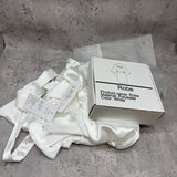 Bride Robe – White Polyester Bridal Nightwear with Artistic “Bride” Letter Print, Lightweight Wedding Morning & Honeymoon Sleepwear