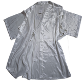 i bride Robe - Glittering Rhinestone "Bride" Detail, Satin Soft Touch & Lightweight Comfort Getting Ready Bathrobe for Wedding Mornings, Bridal Showers & Spa Days; Perfect for Brides, Bridesmaids & Wedding Parties; White