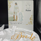 Robe - Premium Gold "Bride" Embroidery, Silky Smooth Texture & Lightweight Comfort Half Sleeve Bathrobe for Wedding Mornings, Bridal Parties & Home Lounging; Ideal for Brides, Bridesmaids & Elegant Women; White