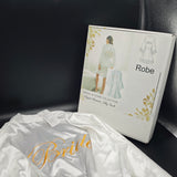 Robe - Premium Gold "Bride" Embroidery, Silky Smooth Texture & Lightweight Comfort Half Sleeve Bathrobe for Wedding Mornings, Bridal Parties & Home Lounging; Ideal for Brides, Bridesmaids & Elegant Women; White