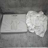i bride Robe - Glittering Rhinestone "Bride" Detail, Satin Soft Touch & Lightweight Comfort Getting Ready Bathrobe for Wedding Mornings, Bridal Showers & Spa Days; Perfect for Brides, Bridesmaids & Wedding Parties; White