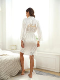 Robe - Premium Gold "Bride" Embroidery, Silky Smooth Texture & Lightweight Comfort Half Sleeve Bathrobe for Wedding Mornings, Bridal Parties & Home Lounging; Ideal for Brides, Bridesmaids & Elegant Women; White