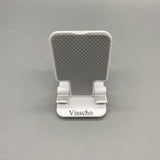 Visscho Smartphone Mounts - Adjustable Height & Angle, Stable Foldable Design with Anti-Slip Pads, Fits Phones & Tablets, White