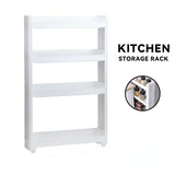 3 /4 Tier Local Kitchen Storage Rack Slide Movable Plastic Bathroom Slim Shelf W/ Wheels Space Saver Ready Stock