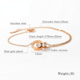 Women's Bracelet Titanium Steel Rose Gold Roman Numeral Cubic Zirconium Diamond 170+50mm Fashion Casual Accessories Jewelry Bracelet's For Women