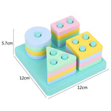 Montessori Wooden 3D Toys Childhood Learning Kids Baby Colorful Wooden Blocks Educational Toy For Kid Christmas Gift
