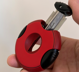 Delicate Cigar Cutter Stainless Steel Guillotine Sharp Blade V-Cut Cigar Cutter Clippers Built in Cigar Punch (Red)