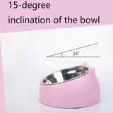 Pet feeding bowl, high foot neck guard anti overturning large capacity stainless steel feeding bowl