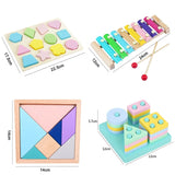 Montessori Wooden 3D Toys Childhood Learning Kids Baby Colorful Wooden Blocks Educational Toy For Kid Christmas Gift