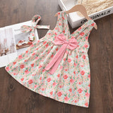 Baby Girl Princess Dresses Kids Children's Clothing Sleeveless Printed Floral Dress Toddler Summer Flower Bow