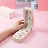Travel Jewelry Box Organizer Portable Small PU Leather Earrings Ring Necklace  Mini Velvet Jewellery Box