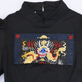 Girls Dress Puff Sleeve Embroidered Dragon Slim Princess Style 2022 Spring New Children's Clothing