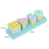 Montessori Wooden 3D Toys Childhood Learning Kids Baby Colorful Wooden Blocks Educational Toy For Kid Christmas Gift