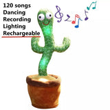 HDY Dancing Cactus Plush Toy Swing Twisted Electric Plush Toy Doll Singing and Dancing Illuminated Record Funny Early Education Toys Holiday Decoration Gift for Kids with Song&Dance Bedroom Shaking Dolls Birthday Gifts