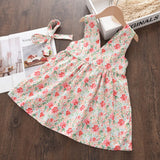 Baby Girl Princess Dresses Kids Children's Clothing Sleeveless Printed Floral Dress Toddler Summer Flower Bow