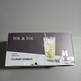 TOL&TOL Cocktail shakers, glass cocktail shaker 14 ounces, transparent bar shaker with measurement