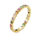 Authentic Silver 925 Rainbow Zircon Stackable Band Finger Ring Jewelry For Women & Girls Fit Gifts SCR714