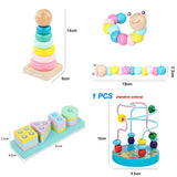 Montessori Wooden 3D Toys Childhood Learning Kids Baby Colorful Wooden Blocks Educational Toy For Kid Christmas Gift