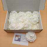 Pertivery Artificial flowers,12Pcs Real Looking White Foam Fake flowers For DIY,Cake Decor,Party,Baby Shower,Home,Outdoor